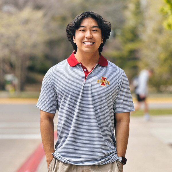 Colosseum I-State Gray Striped & Cardinal Collar Polo
